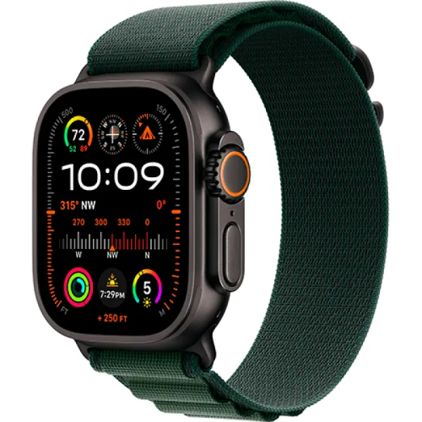Apple Watch Series Ultra 2 49mm Black Titanium Case with Dark Green  Alpine Loop S